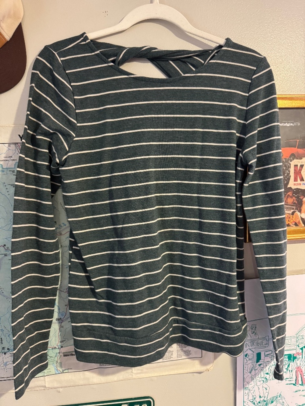 Green Striped Long Sleeve With Twist Detail